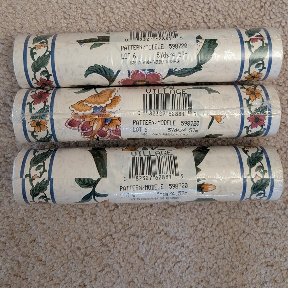 New Sealed Village Wallpaper Border 3 Rolls Floral‎ Vine Pattern 598720 Lot 6